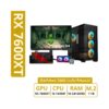 Gaming PC with monitor 240Hz, RX 7600XT, Intel i5 14Gen, Ram 16GB DDR5, 1 TB SSD with cooler, WIFI